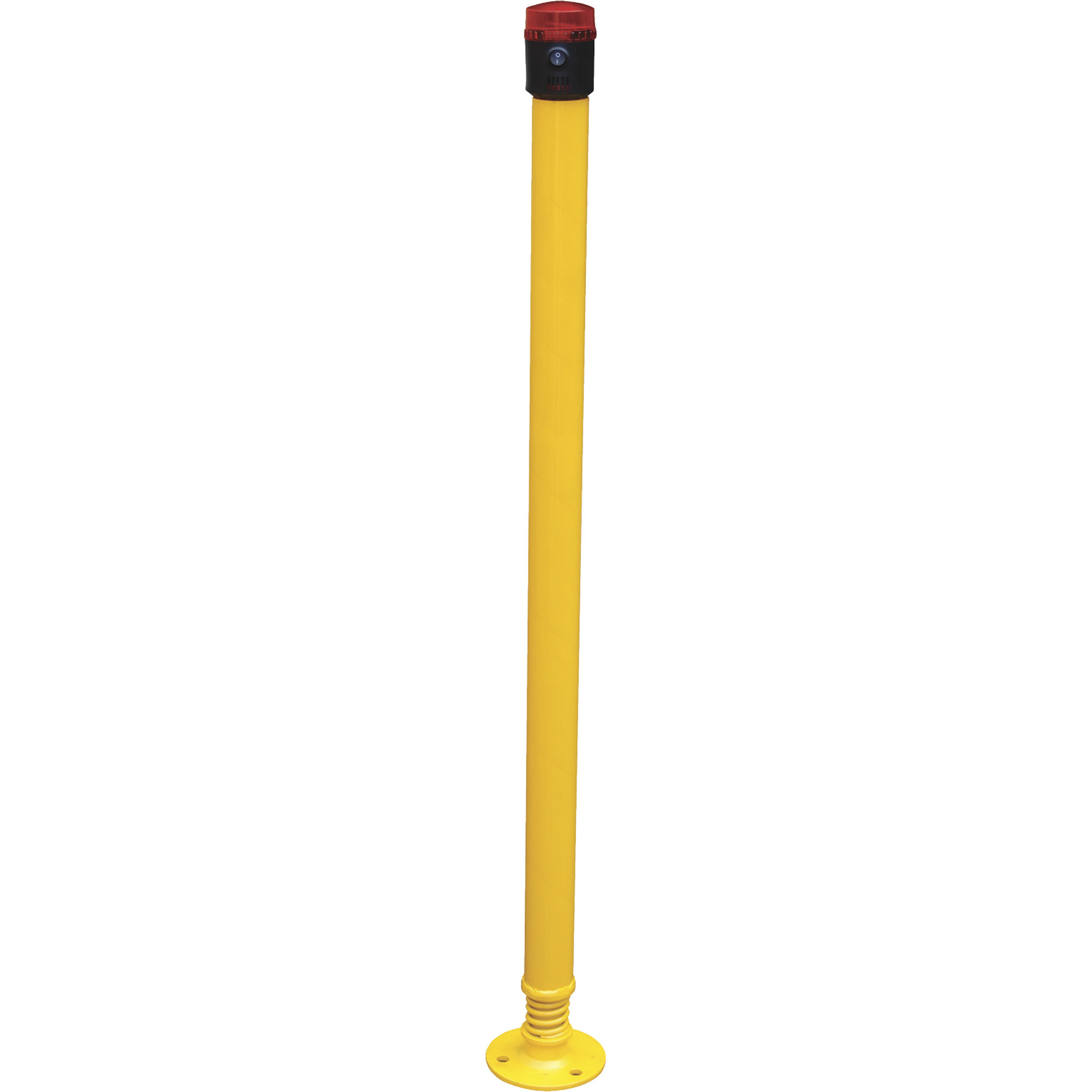 Vestil Spring Loaded Steel Bollard with Beeper and Strobe Light - 42in.H, 2.5in. Dia., Model# SPBOL-42-BL